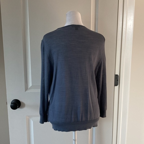 Ann Taylor large cardigan blue button down ruffles - Picture 7 of 11